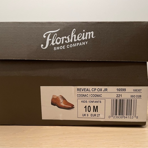 Florsheim Reveal Jr. - Boys Cap Toe Oxford - Size 10 Toddler - Picture 4 of 5